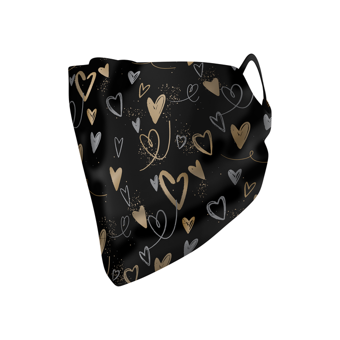 Gold Hearts Hankie Mask - Protect Styles