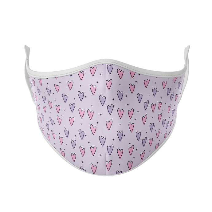 Pink & Lilac Hearts Reusable Face Mask - Protect Styles
